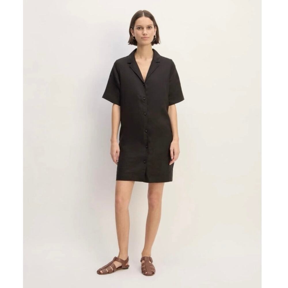 Everlane The Shirtdress in Linen Black Size Large